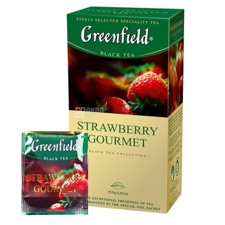 Greenfield, Strawberry Gourmet, 25 пак., Чай Гринфилд, черный с клубникой 