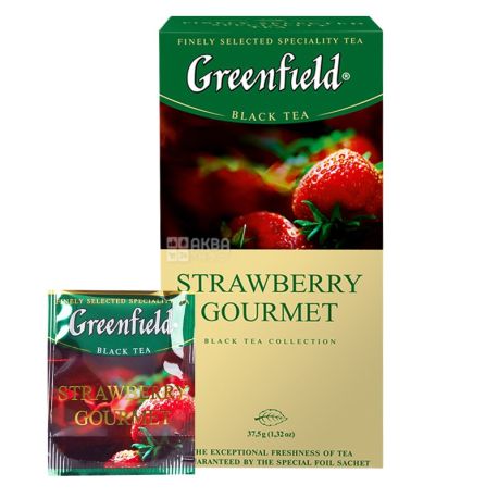 Greenfield, Strawberry Gourmet, 25 пак., Чай Гринфилд, черный с клубникой 