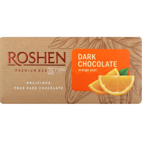 Roshen, 90 г, Шоколад черный с апельсиновой цедрой