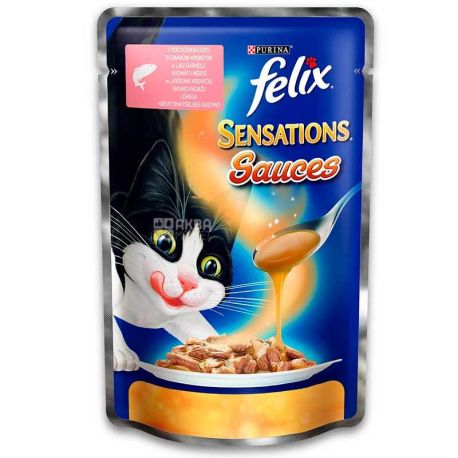 Purina Felix, 100 g, Cat food salmon with grilled shrimps in sauce