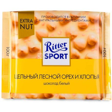 Ritter Sport, 100 г, Шоколад белый с цельными лесными орехами