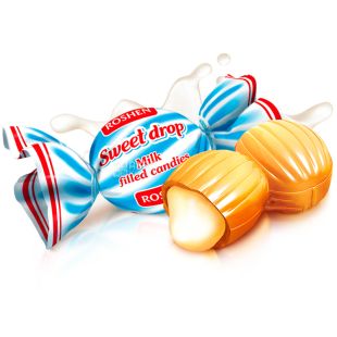 Roshen Sweet drop, 1 кг, Конфеты карамельные Молочная капля, Рошен