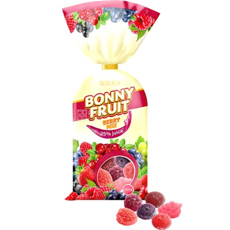 Roshen, Bonny-Fruit, 200 г, Конфеты желейные, ягодный микс
