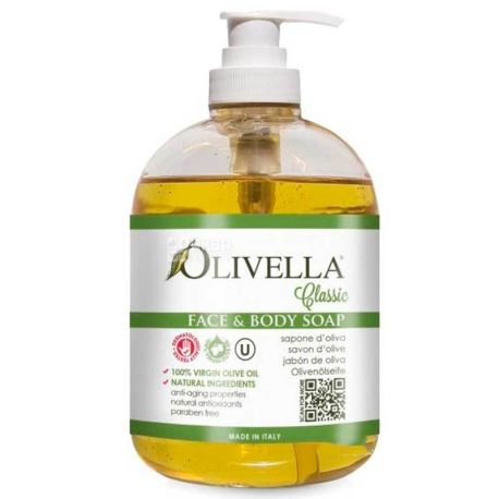 Olivella, 500 мл, Жидкое мыло для лица и тела, без запаха