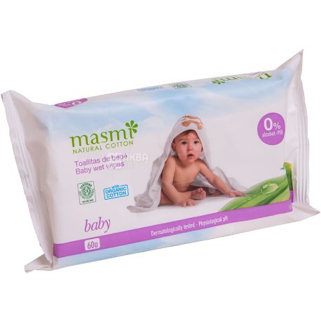 Masmi, Organic, 60 pcs., Baby wet wipes