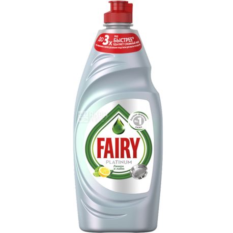 Fairy, Platinum, Лимон и лайм, 650 мл, Средство для мытья посуды