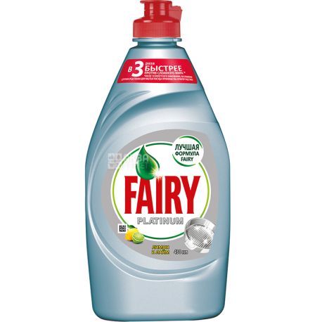 Fairy, Platinum, Лимон и лайм, 430 мл, Средство для мытья посуды