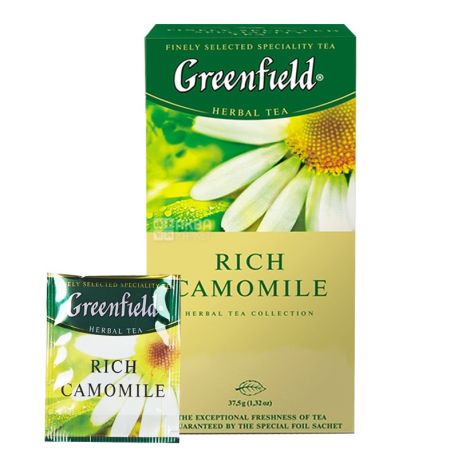 Greenfield, Rich Camomile, 25 пак., Чай Гринфилд, травяной с ромашкой