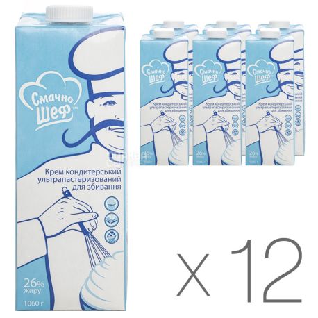 Delicious chef, Packing 12 pcs, 1 l each, 26%, Confectionery cream
