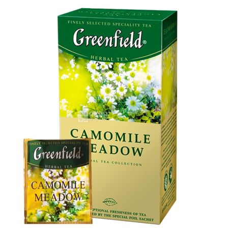 Greenfield, Camomile Meadow, 25 пак., Чай Грінфілд, Камомайл Медоу, трав'яний з ромашкою