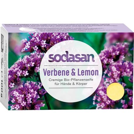Sodasan, 100 г, Крем-мило для обличчя і тіла, Вербена-Лимон