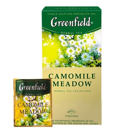Greenfield, Camomile Meadow, 25 пак., Чай Гринфилд, Камомайл Медоу, травяной с ромашкой