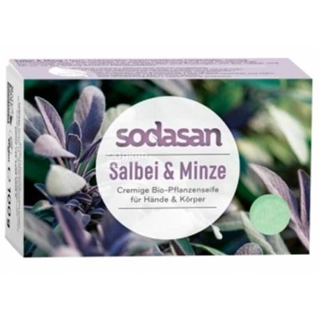 Sodasan, 100 g, Antiseptic Face Cream-Soap, Sage-Mint