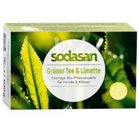 Sodasan, 100 g, Antiseptic Face Cream Soap, Lime Green Tea