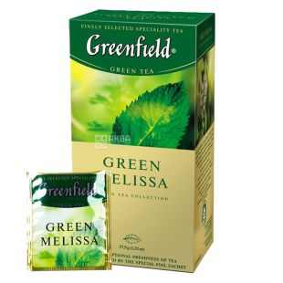 Greenfield, Green Melissa, 25 пак., Чай Гринфилд, Грин Мелисса, зеленый