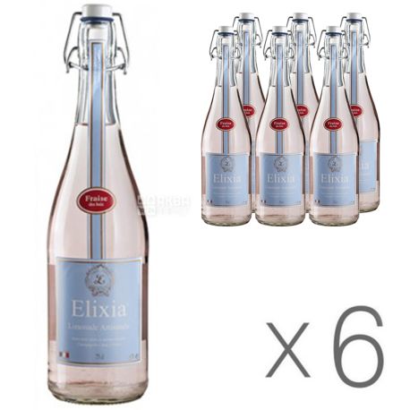 Elixia, Fraise, Упаковка 6 шт, по 0,75 л, Суниця, Лимонад органічний