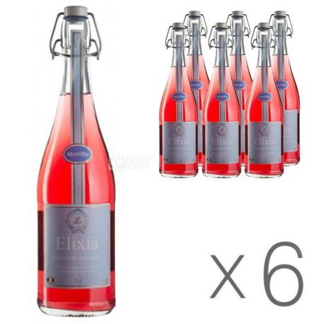Elixia, Myrtille, Упаковка 6 шт, по 0,75 л, Черника, Лимонад органический