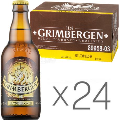 Grimbergen Blonde, Упаковка 24 шт. х 0,33 л, Гримберген, Пиво світле, скло