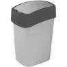 Curver, Flip Bin, 189х235х350 мм, Контейнер для мусора с крышкой, серебристый, 10 л