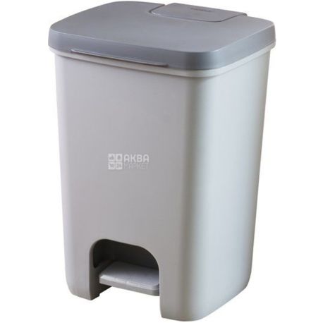 Curver, Essential, 375x330x550 мм, Контейнер для мусора, с педалью, серебристрый, 40 л