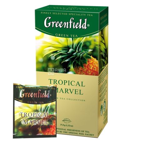Greenfield, 25 Pieces, Green Tea, Tropical Marvel