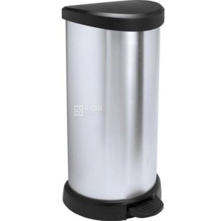 Curver Deco Bin, 40 л, Контейнер для мусора с педалью, металлический, серебристый