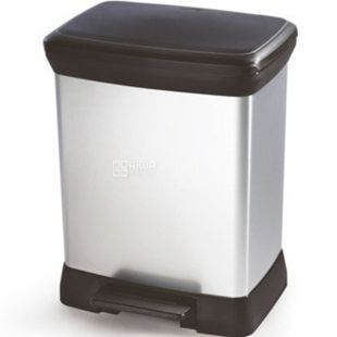 Curver Deco Bin, 30 л, Контейнер для сміття з педаллю, металевий, сріблястий