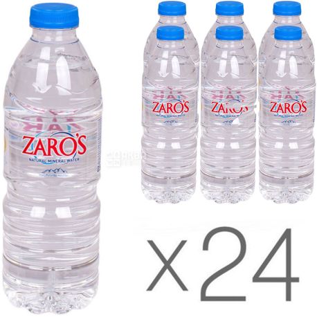 Zaro's, Упаковка 24 шт. х 0,5 л, Зарос, Вода натуральна мінеральна негазована, ПЕТ