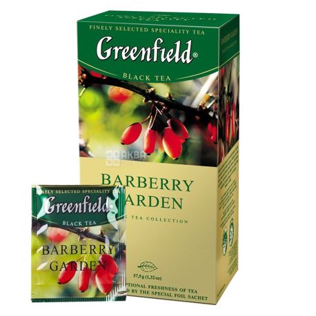 Greenfield, Barberry Garden, 25 пак., Чай Грінфілд, чорний з барбарисом