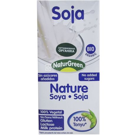 NaturGreen, Soya, 1л, НатурГрин, Напиток растительный из сои, без сахара
