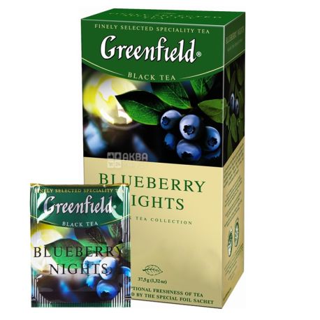 Greenfield, Blueberry Nights, 25 пак., Чай Гринфилд, Блюберри найтс, черный с черникой