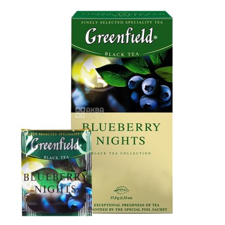 Greenfield, Blueberry Nights, 25 пак., Чай Грінфілд, Блюберрі найтс, чорний з чорницею