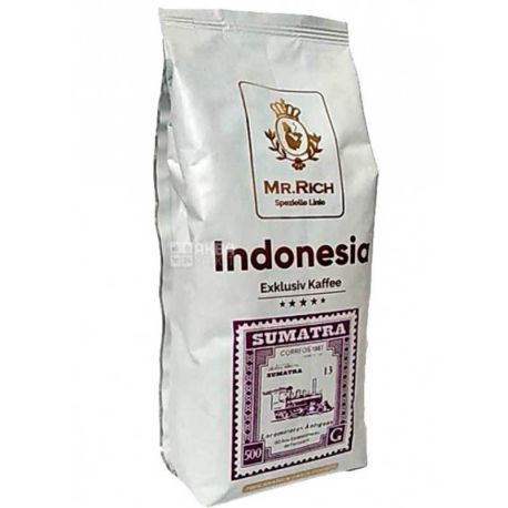 Mr.Rich Indonesia, 500 г, Кофе Мистер Рич Индонезия, средней обжарки, в зернах