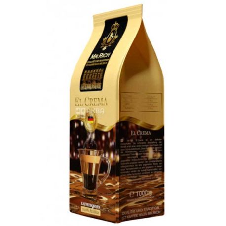Mr.Rich El Crema, 1 кг, Кофе Мистер Рич, средней обжарки, в зернах