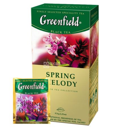 Greenfield, Spring Melody, 25 пак., Чай Грінфілд, Спрінг Мелоді, чорний