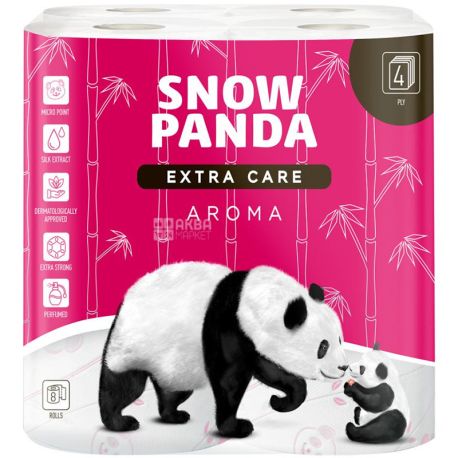 Снежная панда, Extra Care Aroma, 8 рулонов, Туалетная бумага, 4 слоя