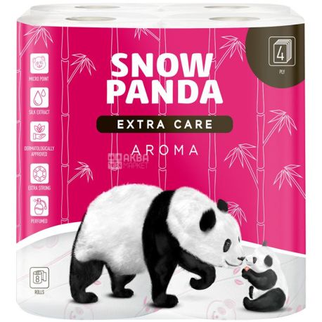 Snow Panda, Extra Care Aroma, 8 rolls, Toilet paper, 4 layers