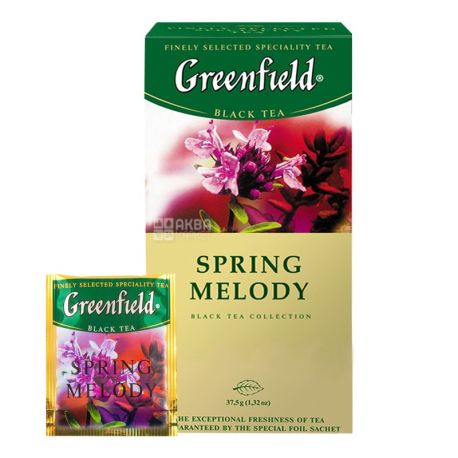 Greenfield, Spring Melody, 25 пак., Чай Грінфілд, Спрінг Мелоді, чорний