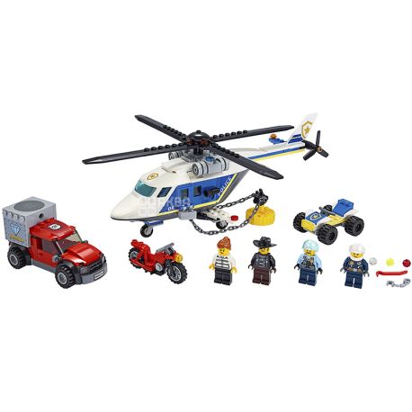 LEGO City, Конструктор Лего, Погоня на полицейском вертолёте, 212 деталей, с 5 лет