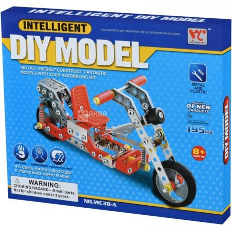 Same Toy Inteligent DIY Model, Конструктор металевий, Мопед, 195 деталей, з 8 років