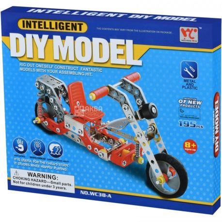 Same Toy Inteligent DIY Model, Metal construction set, Moped, 195 parts, from 8 years old