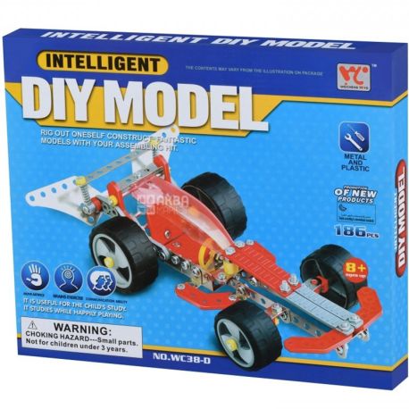 Same Toy Inteligent DIY Model, Конструктор металевий, Болід, 186 деталей, з 8 років
