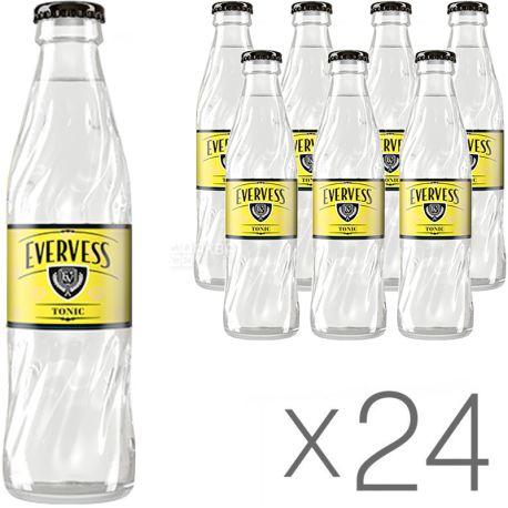 Evervess Tonic, Упаковка 24 шт, по 0,25 л, Евервес тонік, Вода солодка, сильногазована