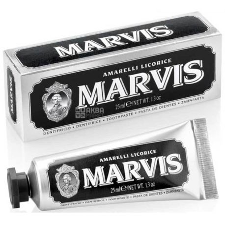 Marvis, 25 мл, Зубна паста, Комплексний захист, Амареллі лакрица і м'ята