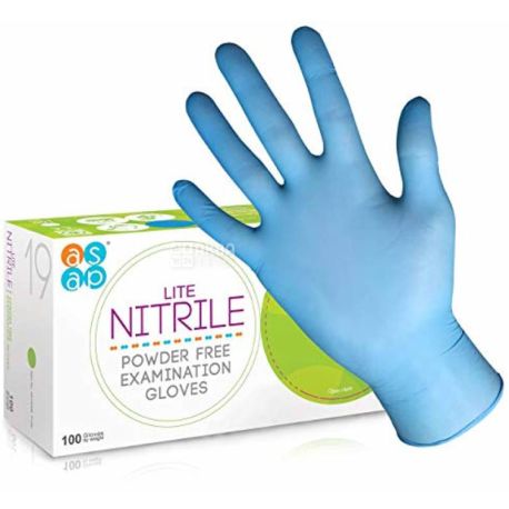 Asap, 100 pcs, Asap, Nitrile gloves, not sterile, without powder, blue, size M