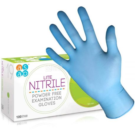 ASAP, 100 pcs, Non-sterile nitrile gloves, no powder, blue, size XL