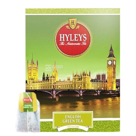 Hyleys English Green Tea, 100 пак, Чай зелений Хейліс Інгліш Грін Ті