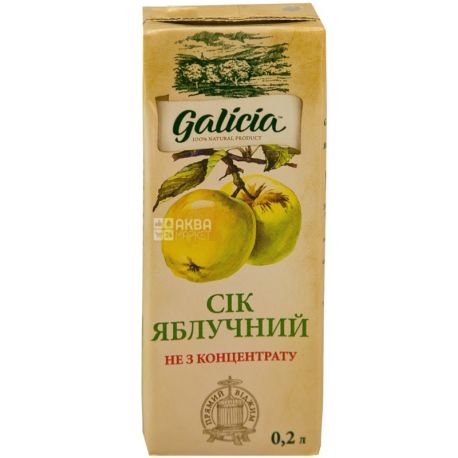Galicia, Яблучний, 0,2 л, Галичина, Сік натуральний, без додавання цукру