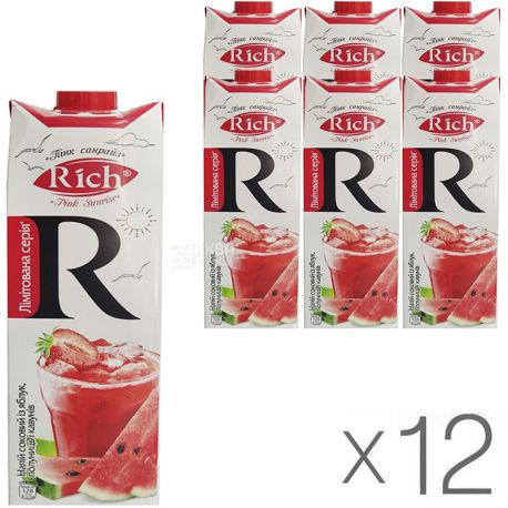 Rich, Яблуко, полуниця, кавун, Упаковка 12 шт. х 0,5 л, Напій соковий