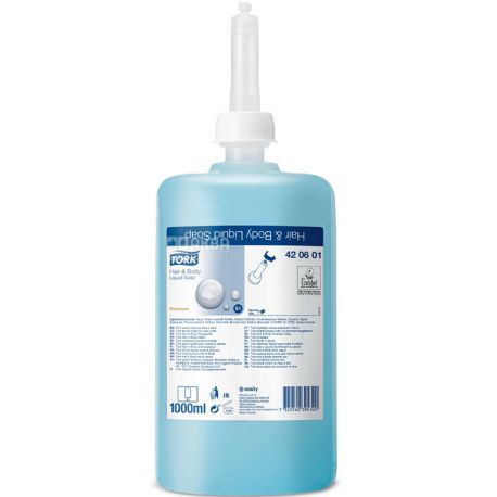Tork, Premium, 1 L Liquid soap-gel for body & hair
